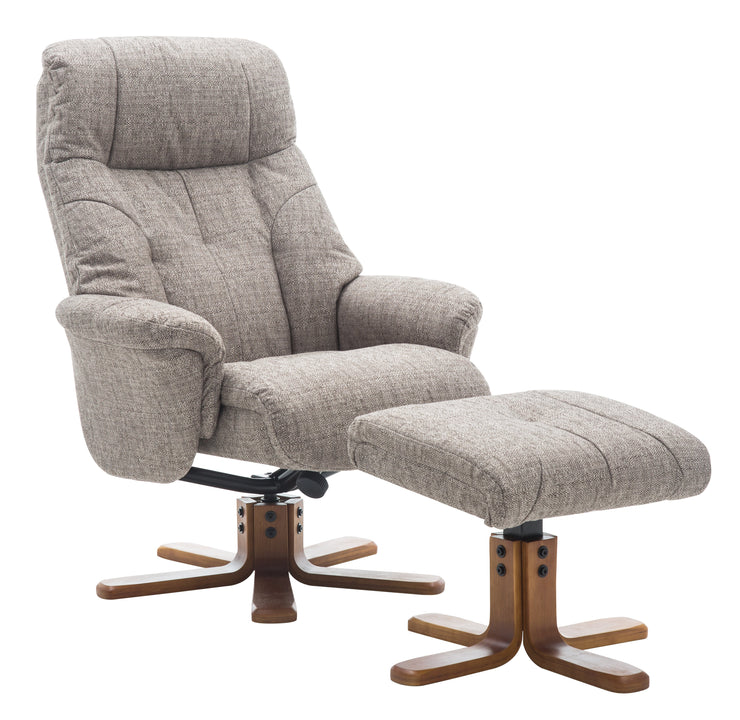 Dubai Fabric Swivel Recliner & Footstool