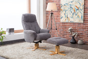 Dubai Fabric Swivel Recliner & Footstool