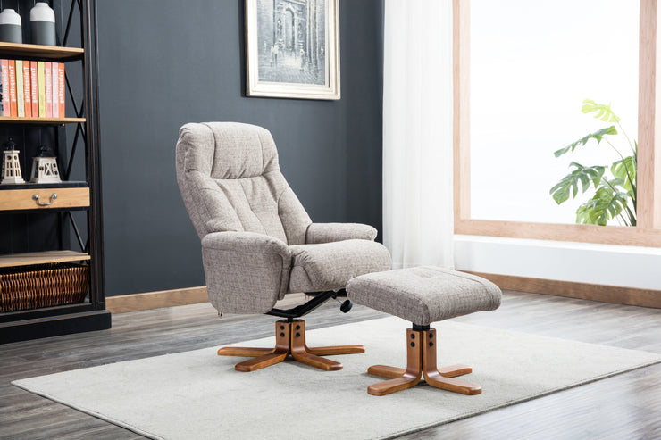 Dubai Fabric Swivel Recliner & Footstool