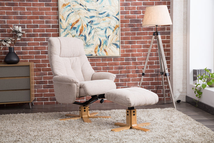 Dubai Fabric Swivel Recliner & Footstool