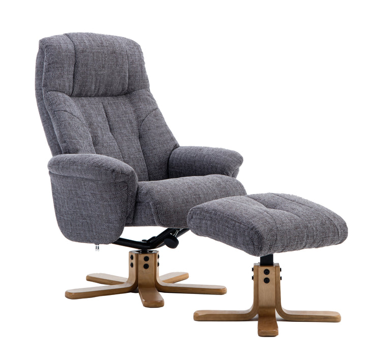 Dubai Fabric Swivel Recliner & Footstool